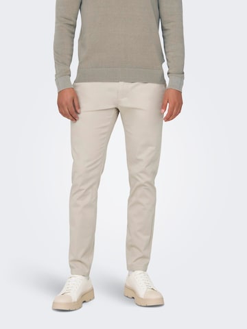 Only & Sons Slim fit Chino Pants 'MARK LUCA LIFE' in Beige: front