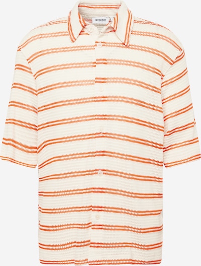 WEEKDAY Button Up Shirt in Orange / White, Item view