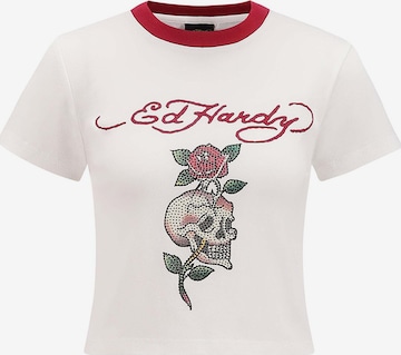 Ed Hardy Paita 'Totenkopf Rose' värissä valkoinen: etupuoli