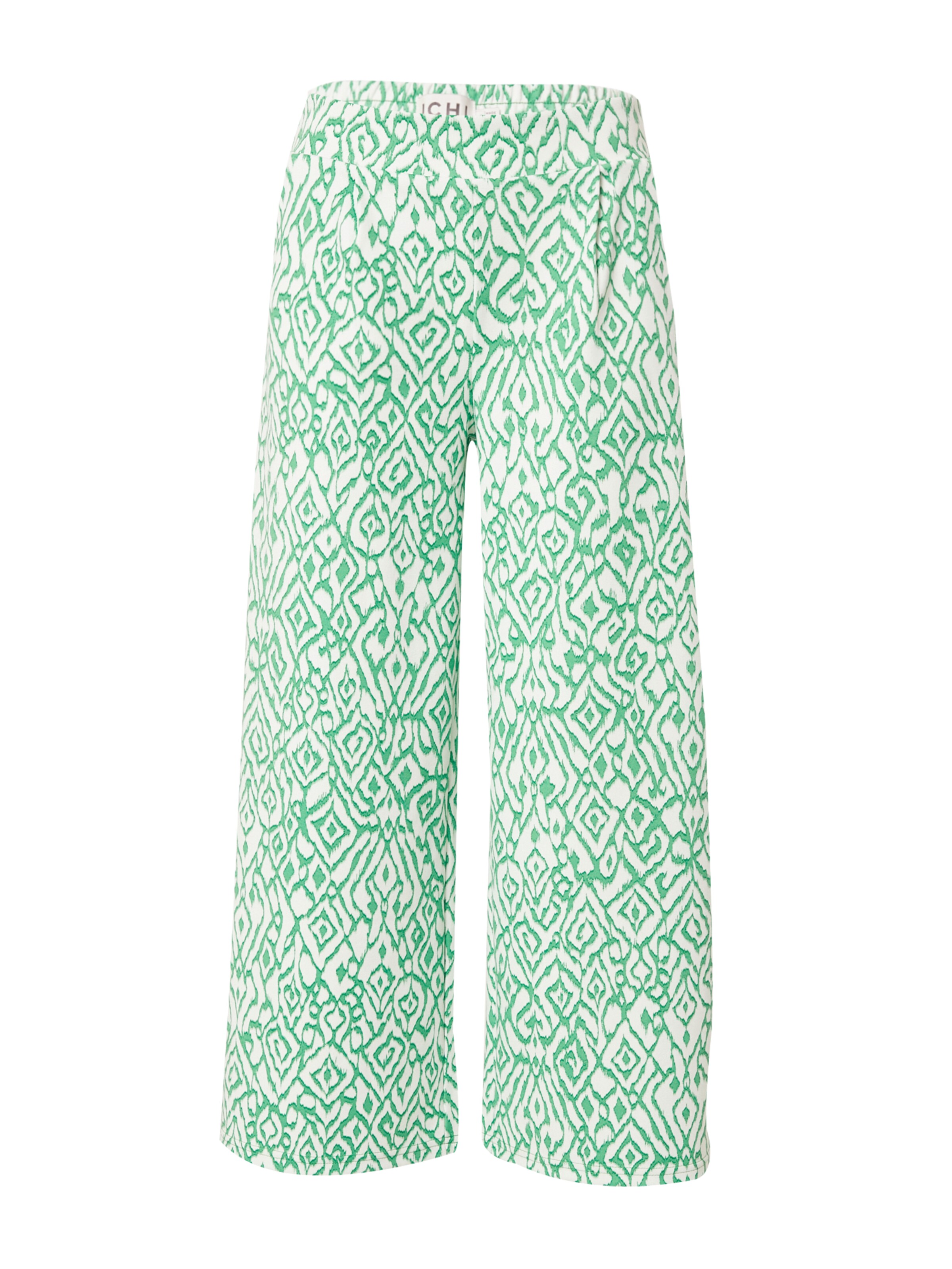 ICHI Boot cut Pleat-Front Pants 'IHKate' in Green: front