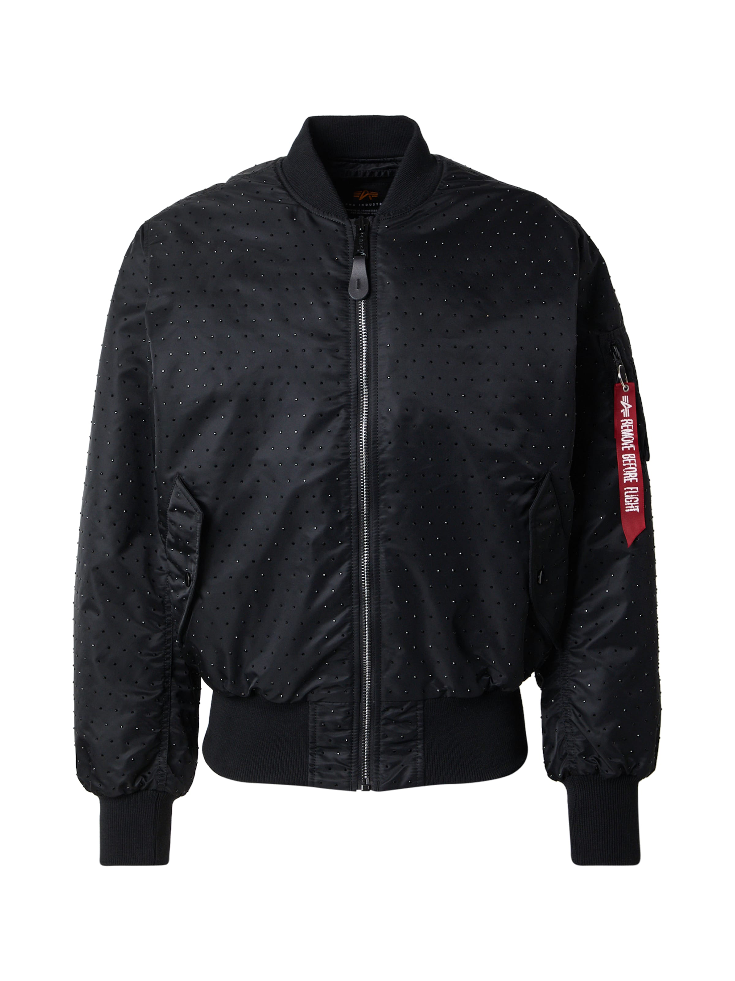 ALPHA INDUSTRIES Přechodná bunda 'MA-1' – černá: přední strana