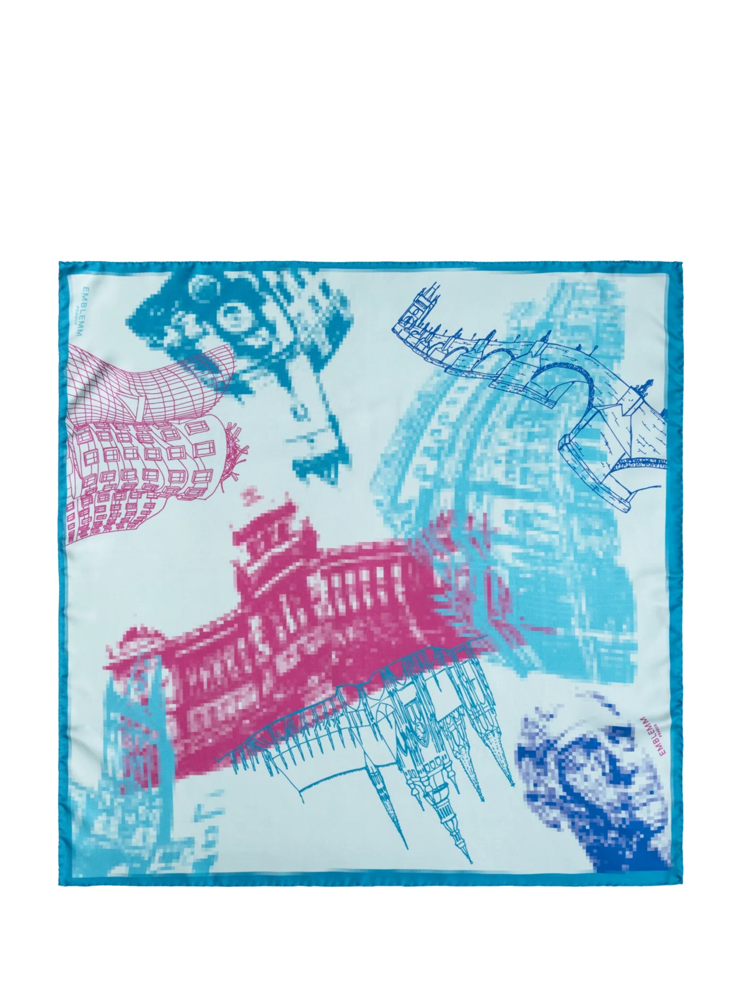 EMBLEMM Scarf 'Distorted Prague' in Blue: front
