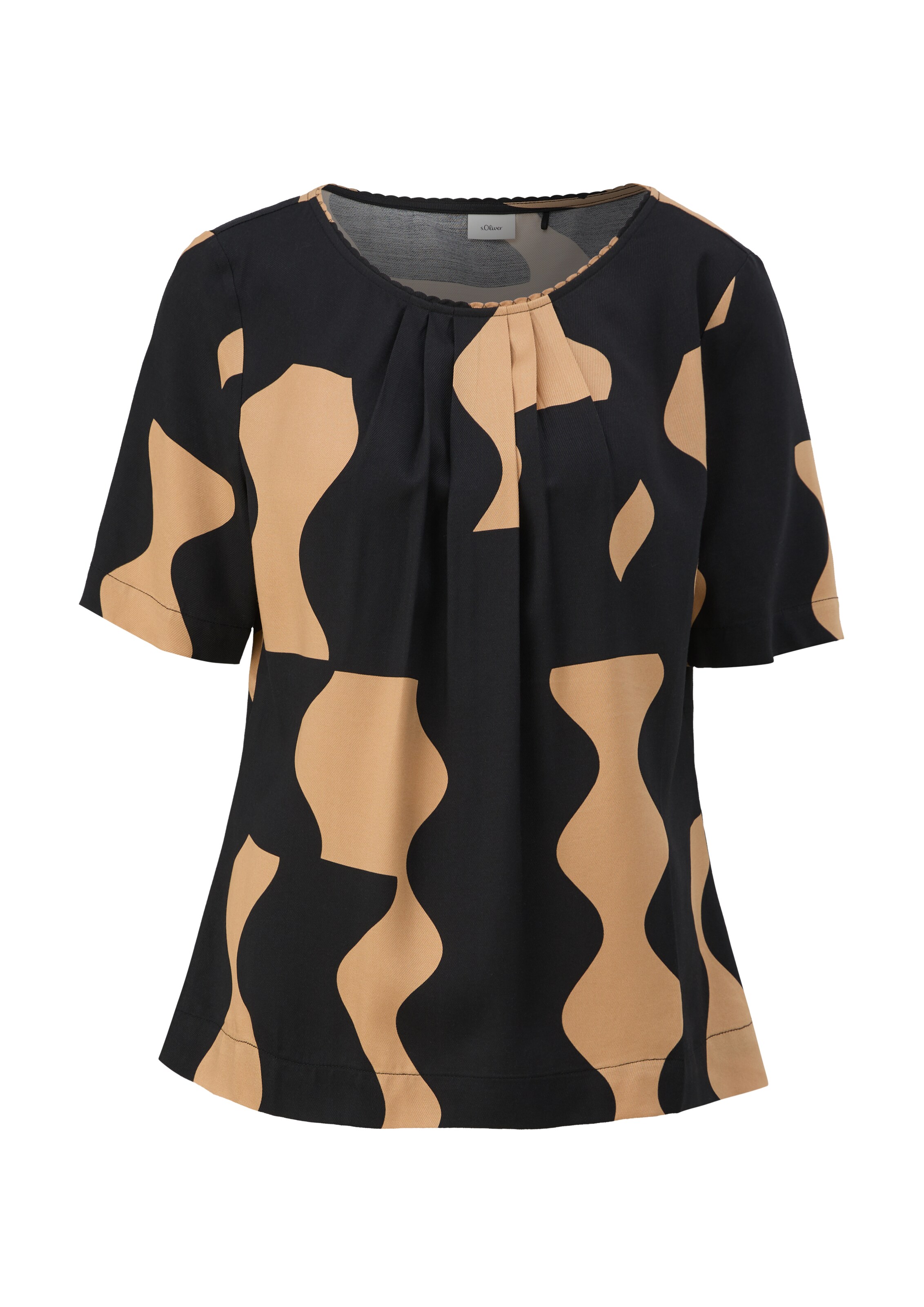 s.Oliver BLACK LABEL Μπλούζα σε μαύρο: μπροστά