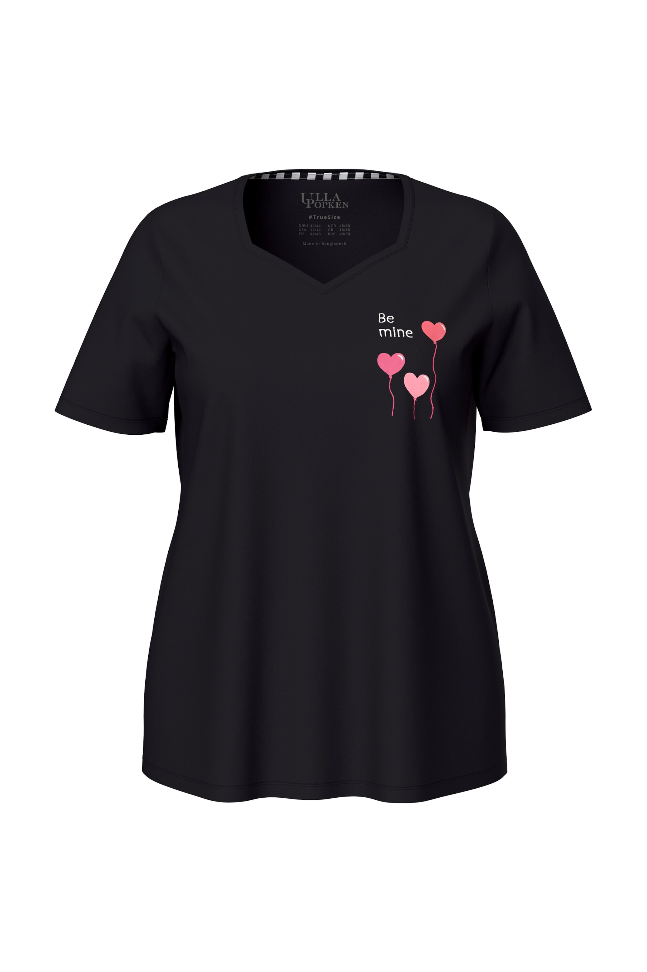 Ulla Popken Slaapshirt in Zwart: voorkant