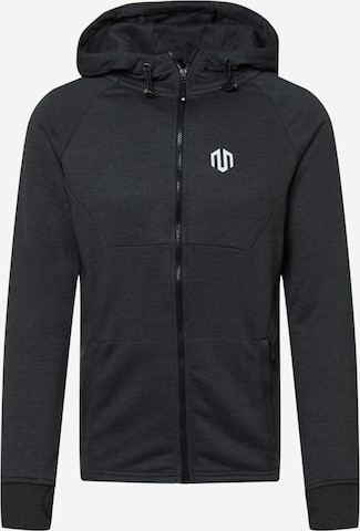 MOROTAI Athletic Zip-Up Hoodie in Grey: front