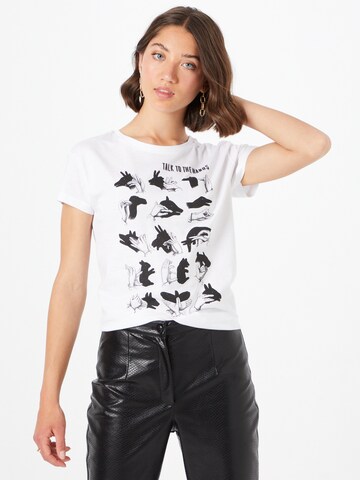 Merchcode Shirt 'Talk To The Hand' in Wit: voorkant