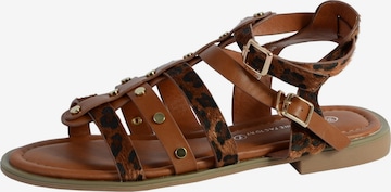 The Divine Factory Sandals in Brown: front