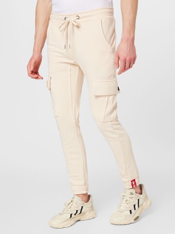 ALPHA INDUSTRIES Tapered Cargobroek 'Terry' in Beige: voorkant