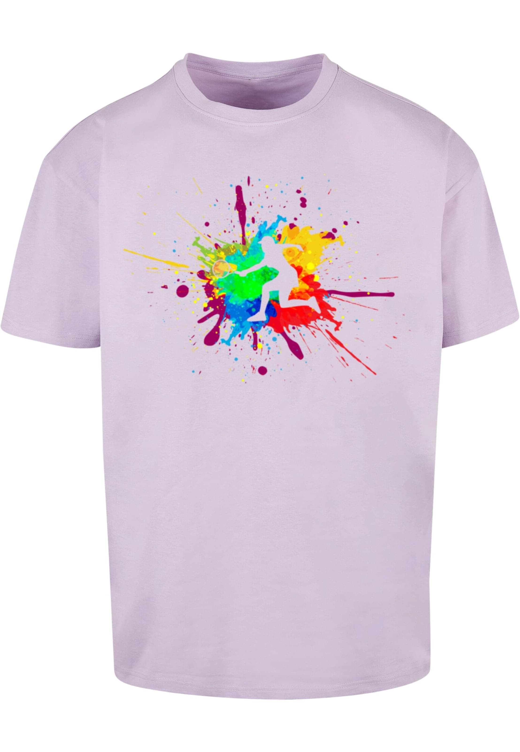 Merchcode Shirt 'Color Splash Player' in Purple: front