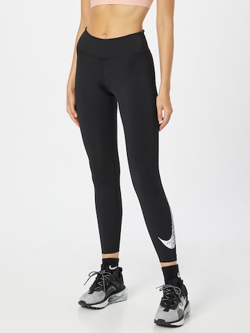 NIKE Skinny Sportbroek in Zwart: voorkant