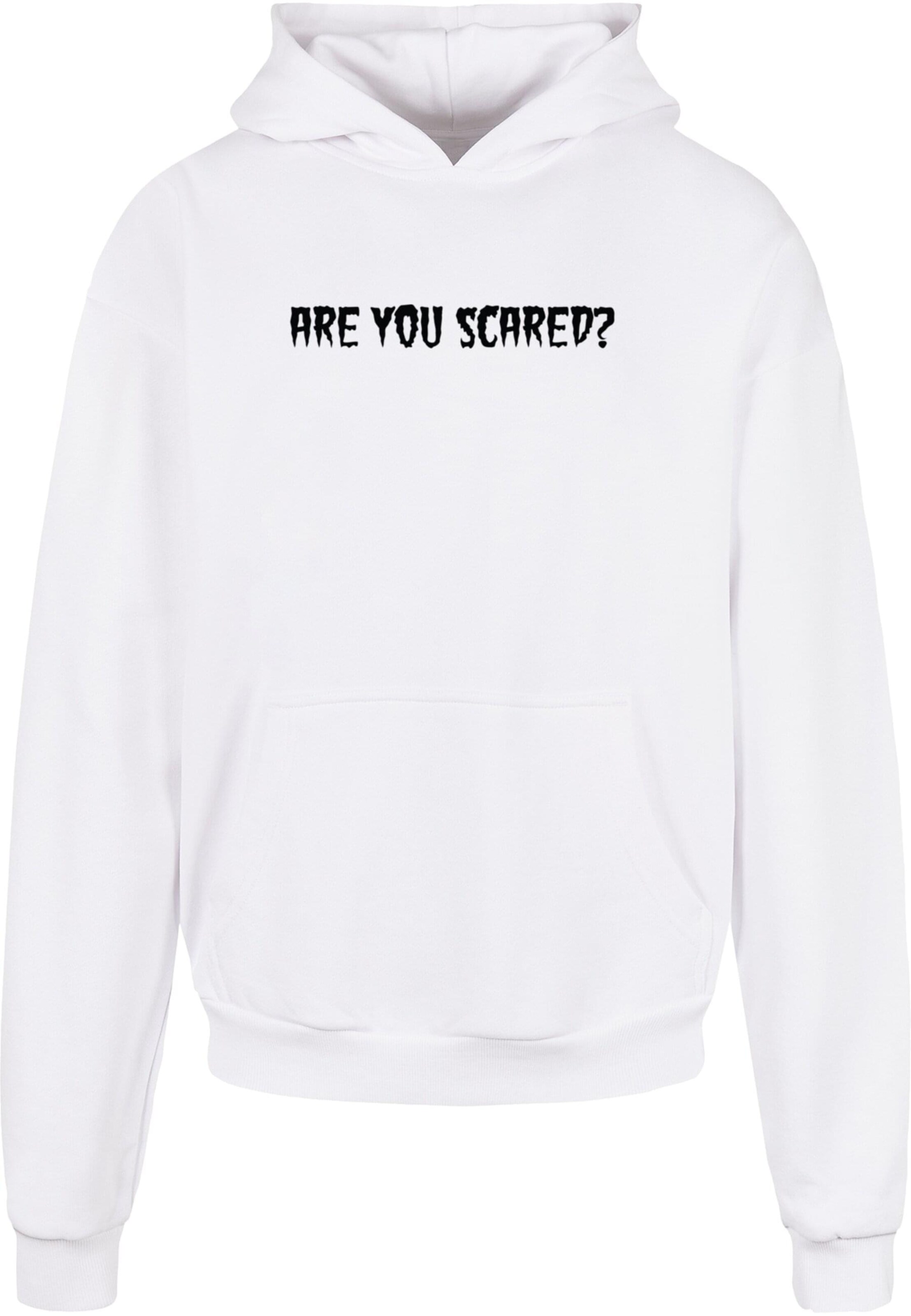 Merchcode Sweatshirt 'Halloween - Are You Scared' in Weiß: Vorderseite