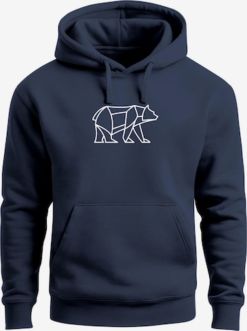 Neverless Sweatshirt 'Bär Lineart Polygon' in Blau: Vorderseite