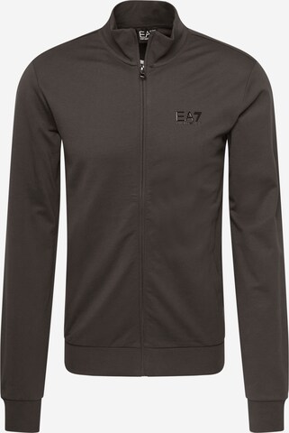 EA7 Emporio Armani Zip-Up Hoodie in Black: front