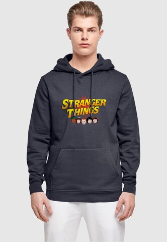 ABSOLUTE CULT Sweatshirt 'Stranger Things - Comic Heads' in Blau: Vorderseite