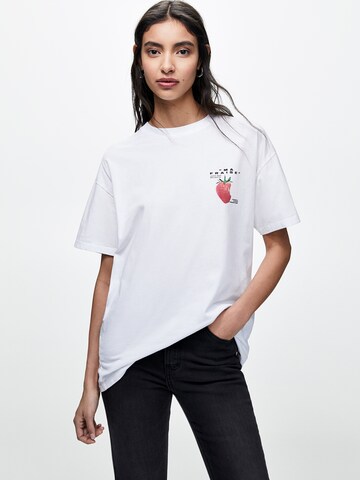 Pull&Bear Oversize t-shirt i vit: framsida