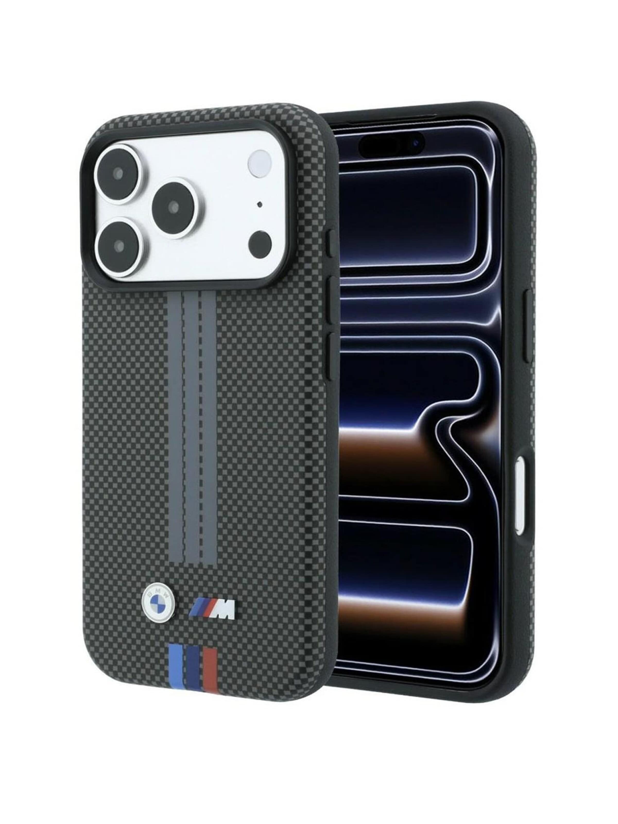 BMW Smartphone case 'BMW M Quadrille Kevlar Tricolor Print Lines MagSafe case for iPhone 18 Pro Max / 17 Pro Max' in Grey: front