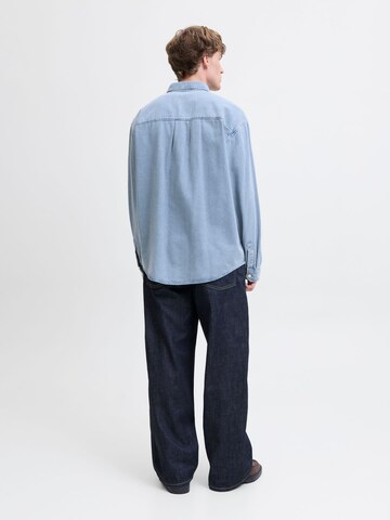 JACK & JONES Comfort fit Button Up Shirt 'JORNorrebro' in Blue