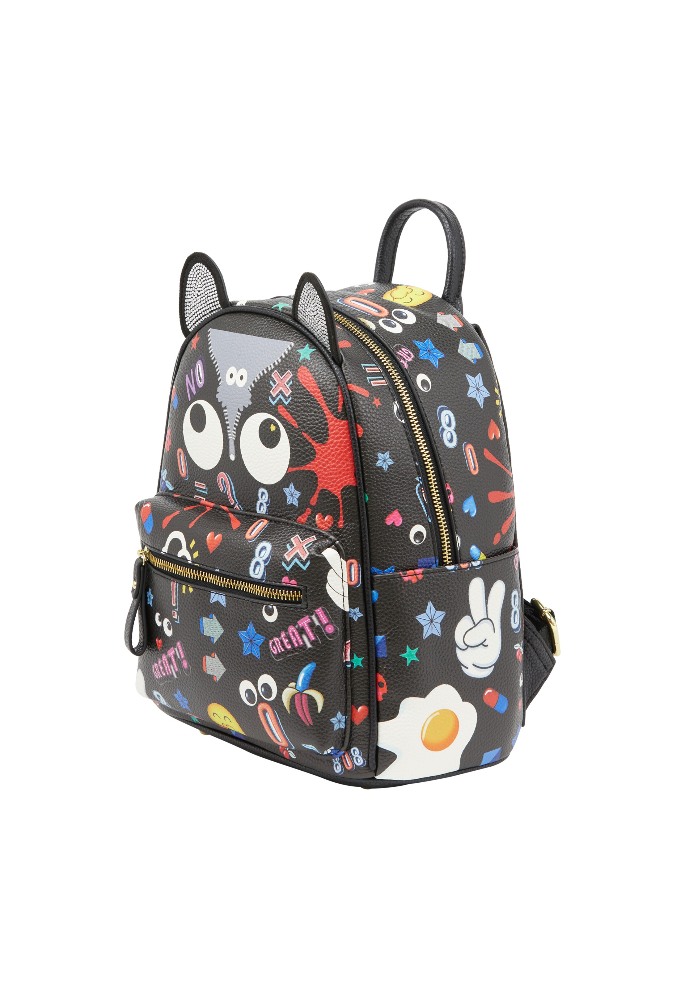 MYMO Rucksack 'Pop Eyetheme' in Schwarz