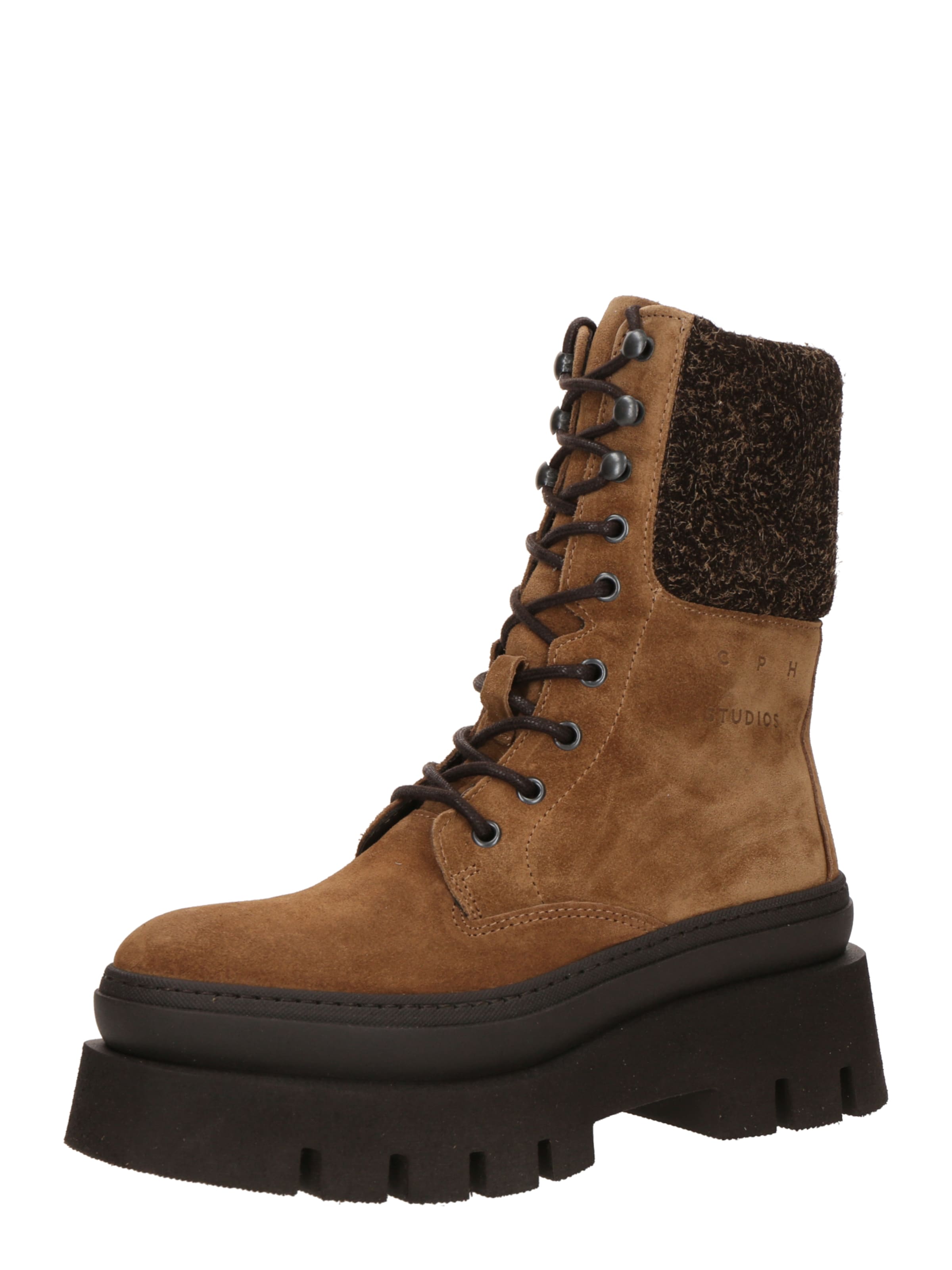 Copenhagen Studios - Botines con cordones en marrón: frente