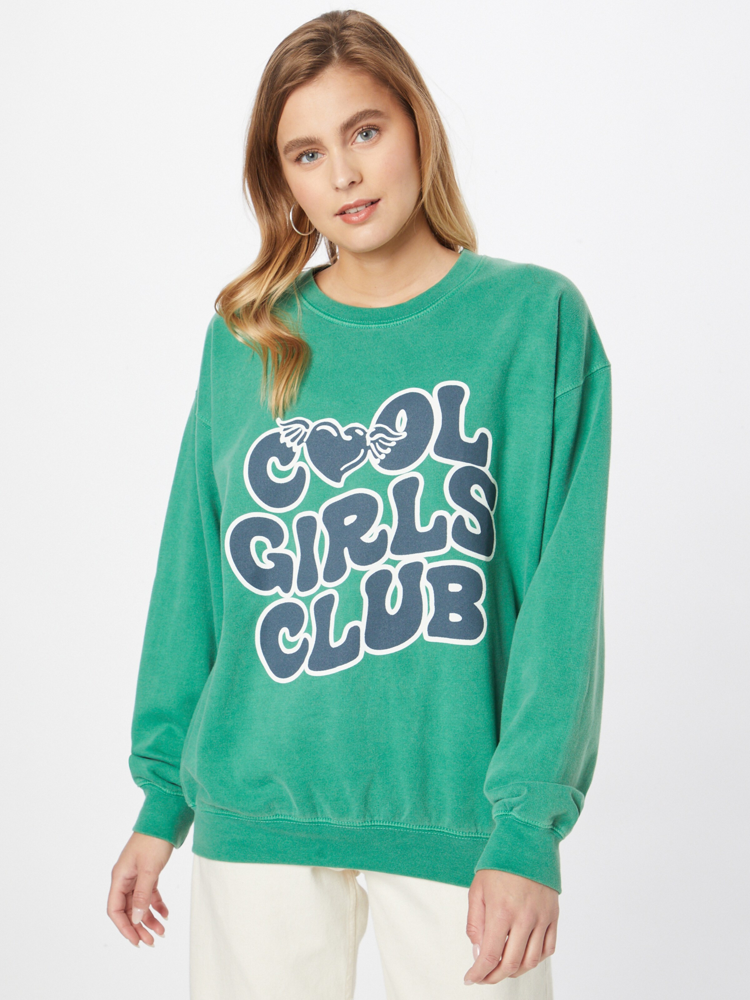 Sweats Sweat-shirt 'Cool Girls Club' Nasty Gal en Jade, Vert Foncé 