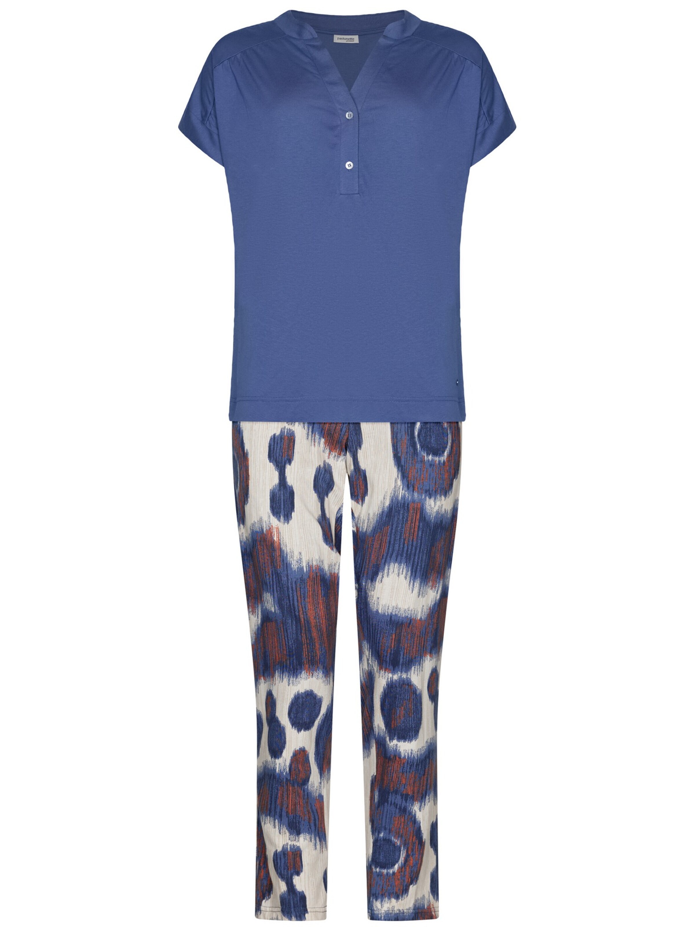 Pastunette Pajama 'Pyjama with buttons' in Blue: front