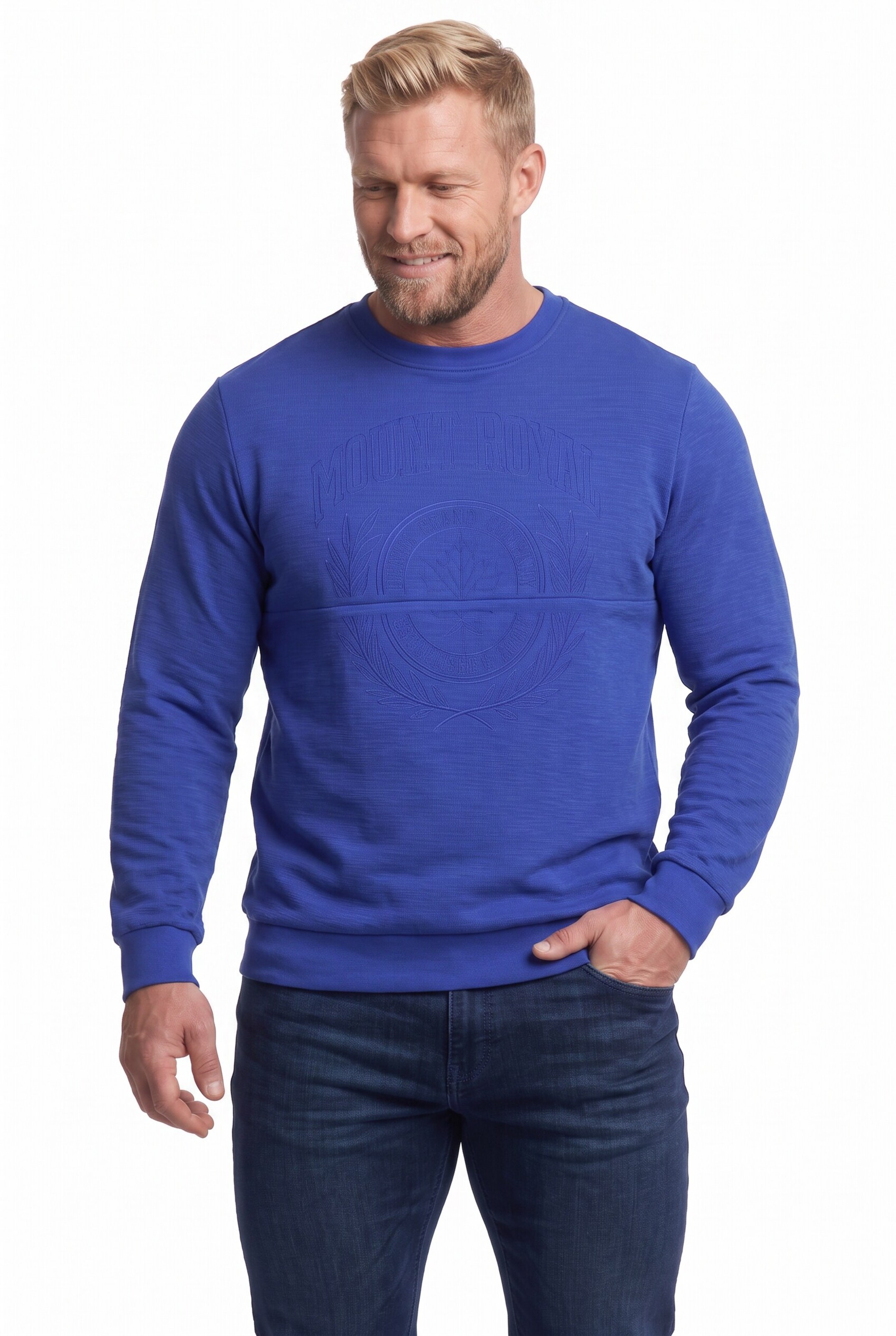 Men Plus Sweatshirt in Blauw: voorkant