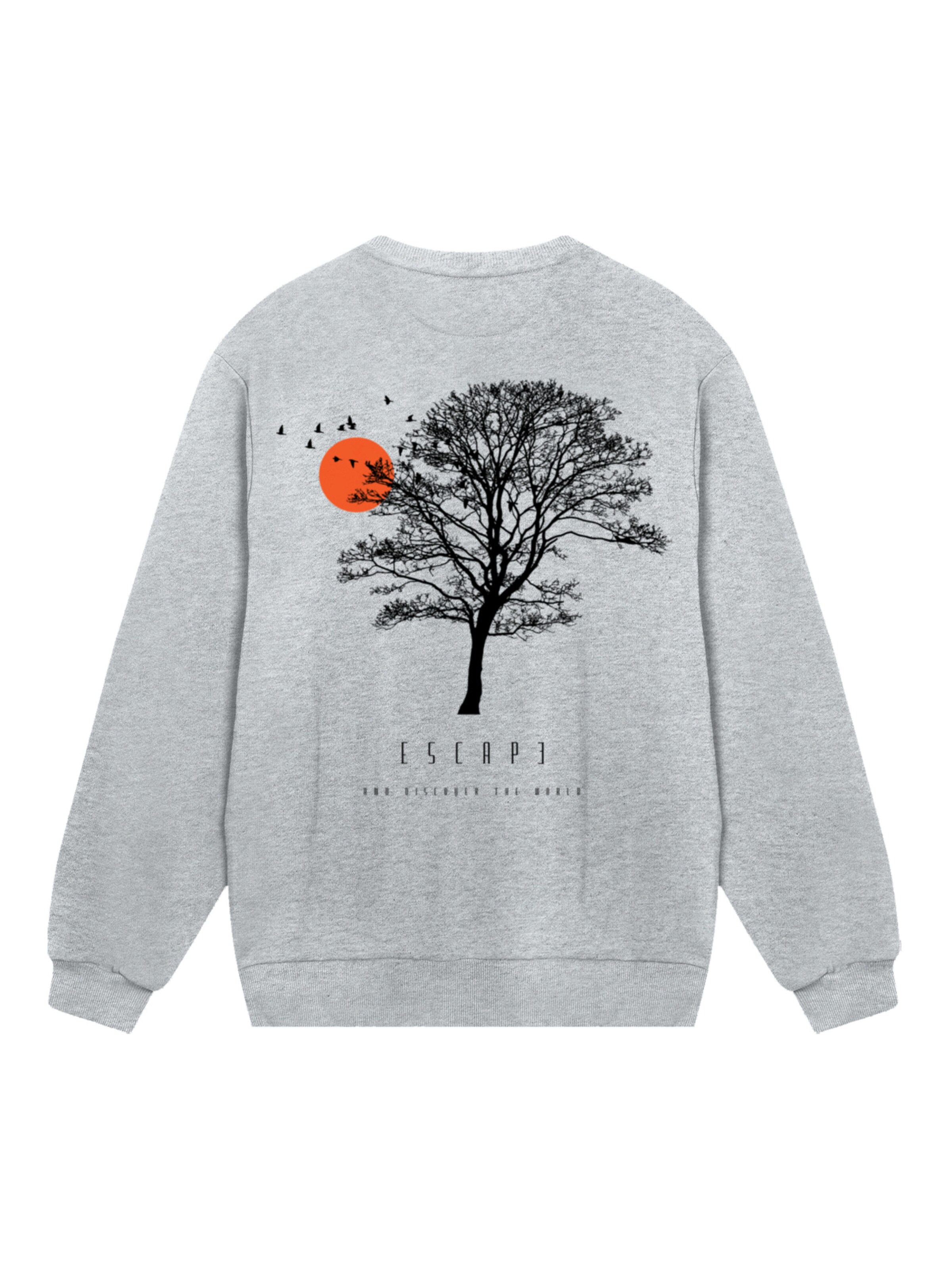 F4NT4STIC Sweatshirt 'Escape Discover the World Tree Birds' in Grijs: voorkant