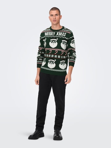 Only & Sons Sweater 'Xmas Santa' in Green