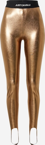 Just Cavalli Skinny Leggings 'LAME' in Bronze: front