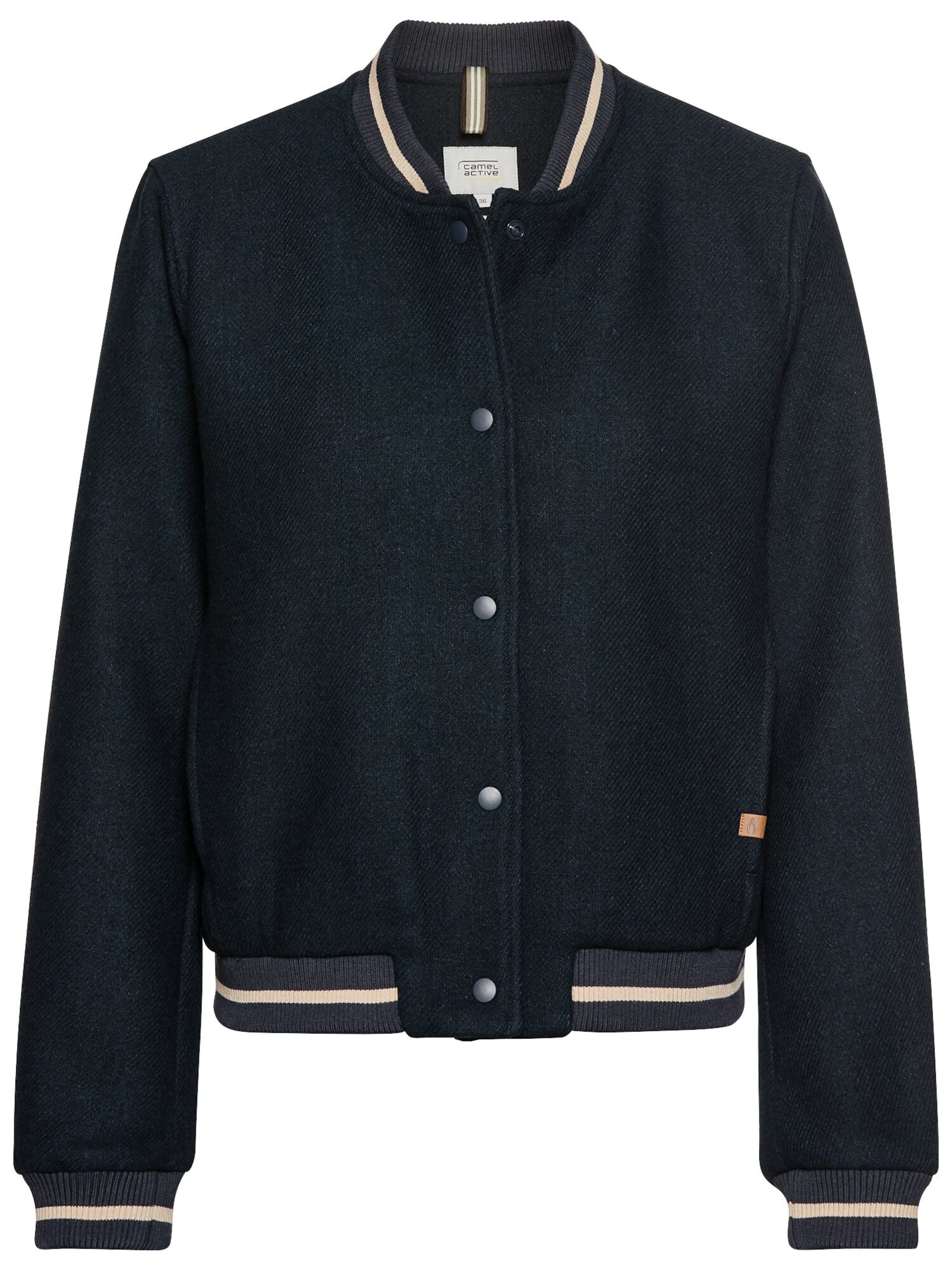 CAMEL ACTIVE Collegejacke aus einem Wollmix in Blau: Vorderseite