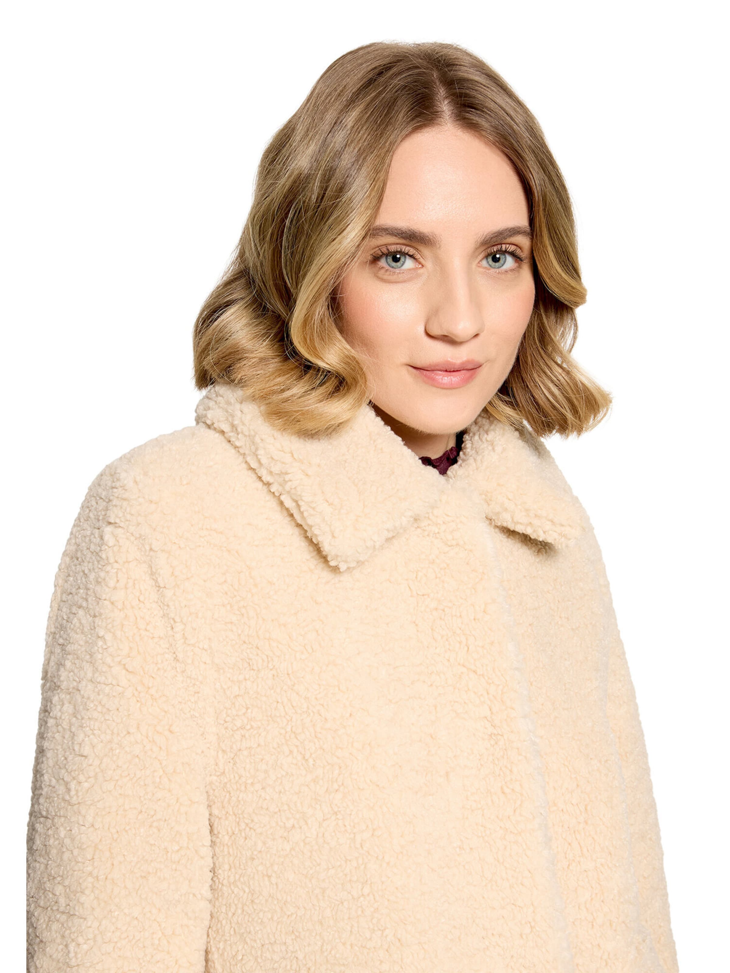 Cartoon Plüschjacke mit Kragen in Beige