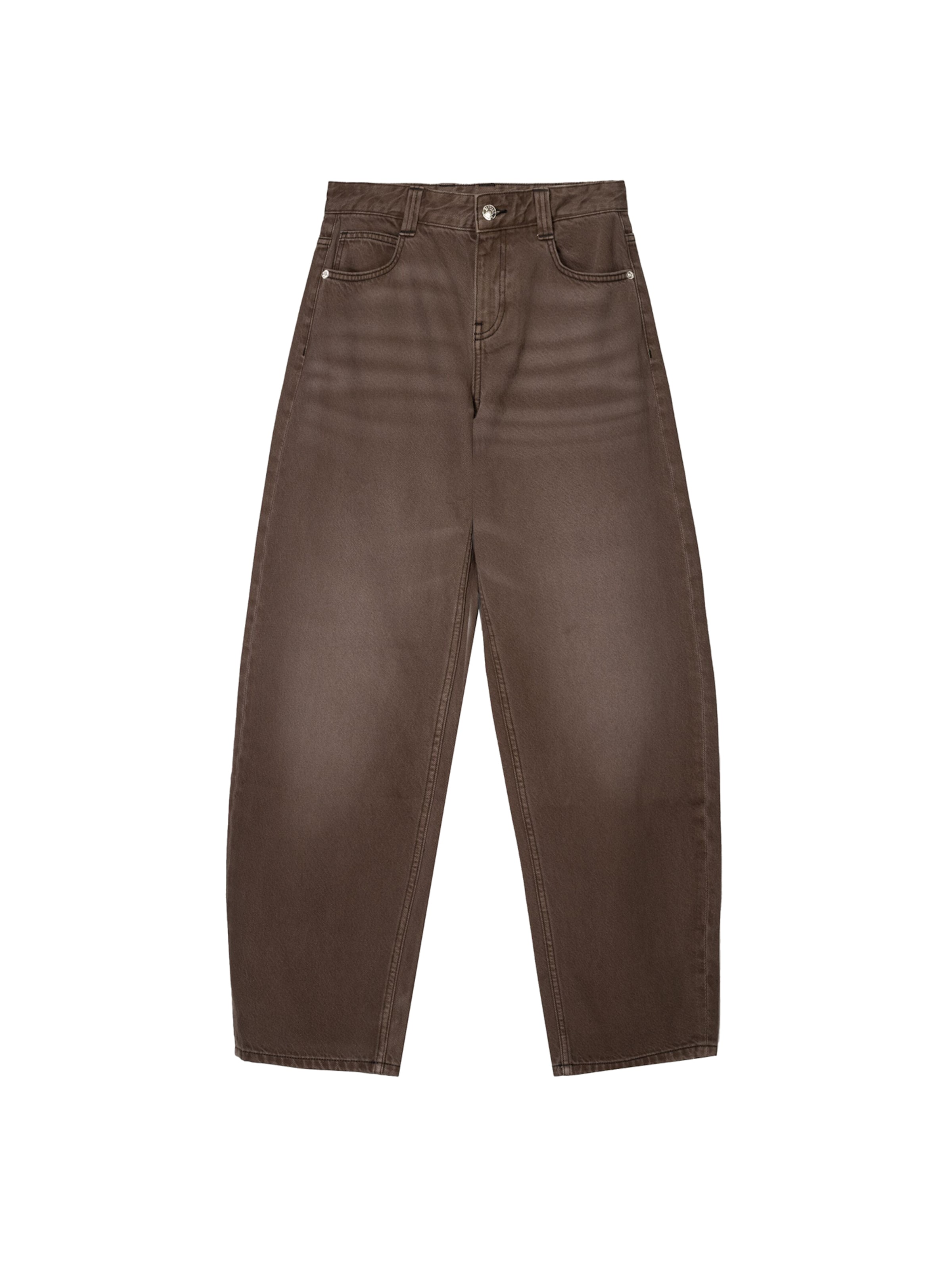 Bershka Baggy Дънки в кафяво: отпред