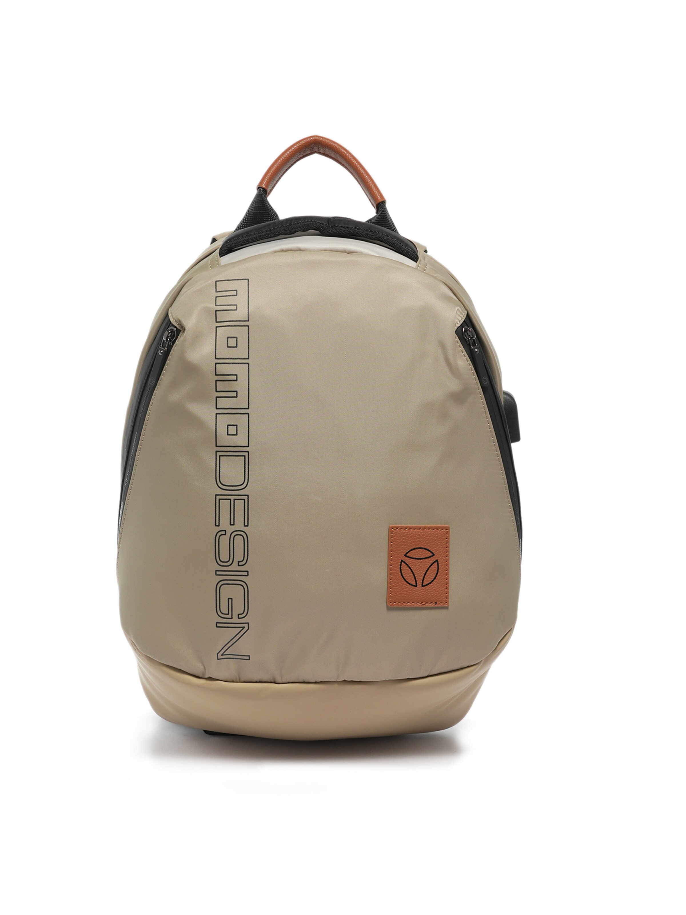 Zaino 'Zaino Momo Design Nylon con Dettagli Gialli - 32x40x15 cm' di Momo Design in beige: frontale