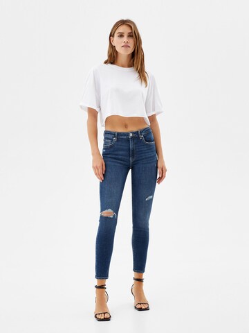 Bershka Skinny Džíny – modrá