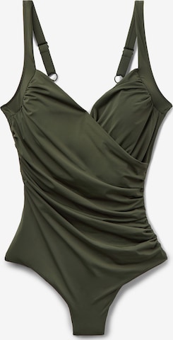 CALZEDONIA Bustier Badeanzug Shaping 'Elegant Draping' in Grün: Vorderseite