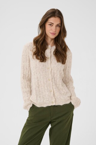 Cream Knit cardigan in Beige: front