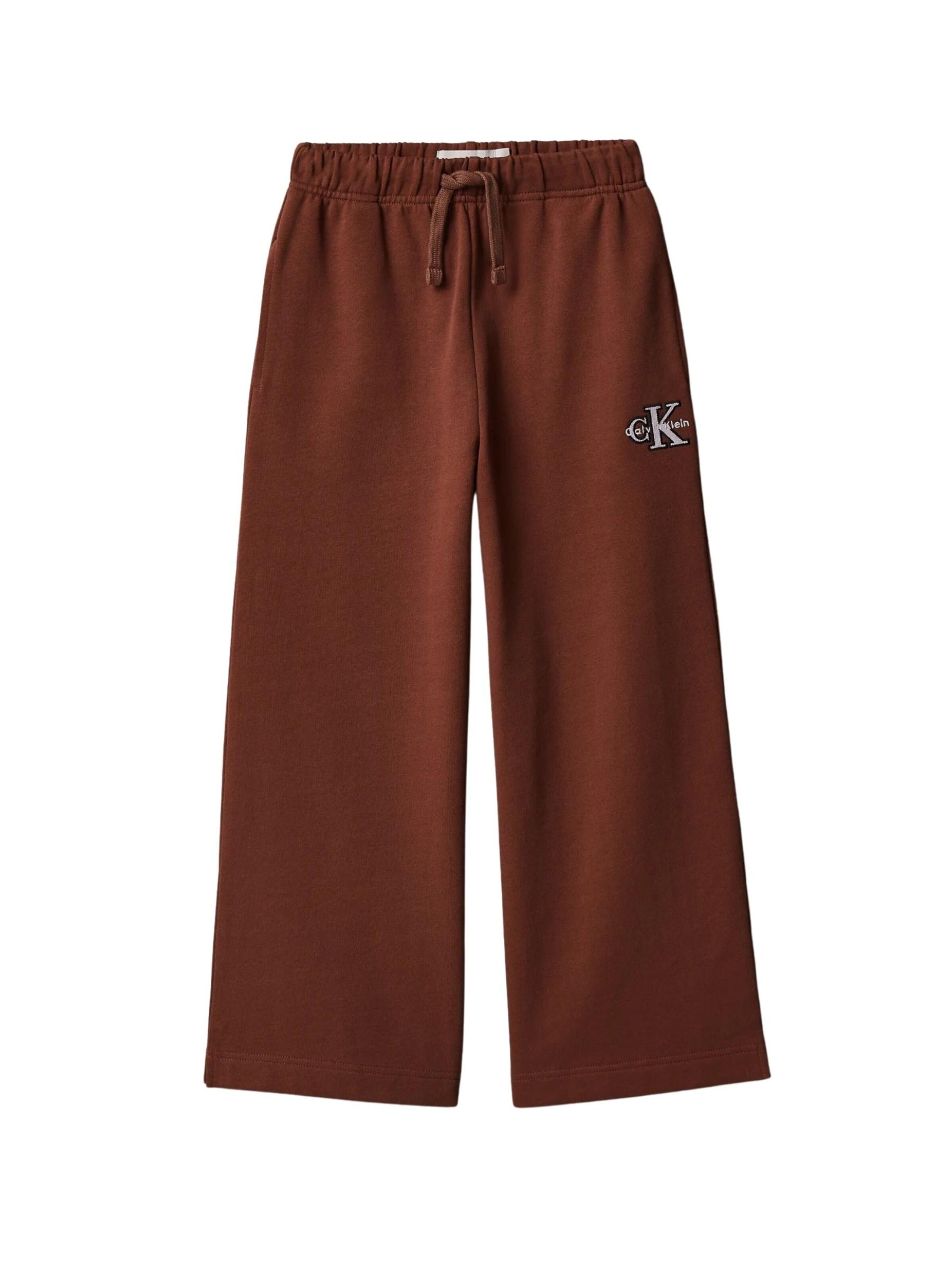 Calvin Klein Kids Wide leg Broek in Bruin: voorkant