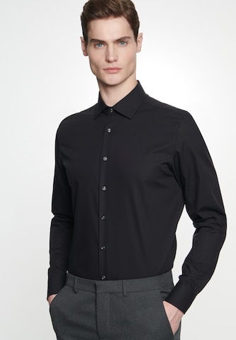 SEIDENSTICKER Slim fit Business shirt in Black: front