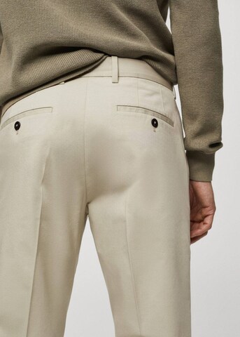 MANGO MAN Regular Pressveckad byxa 'Modica' i beige