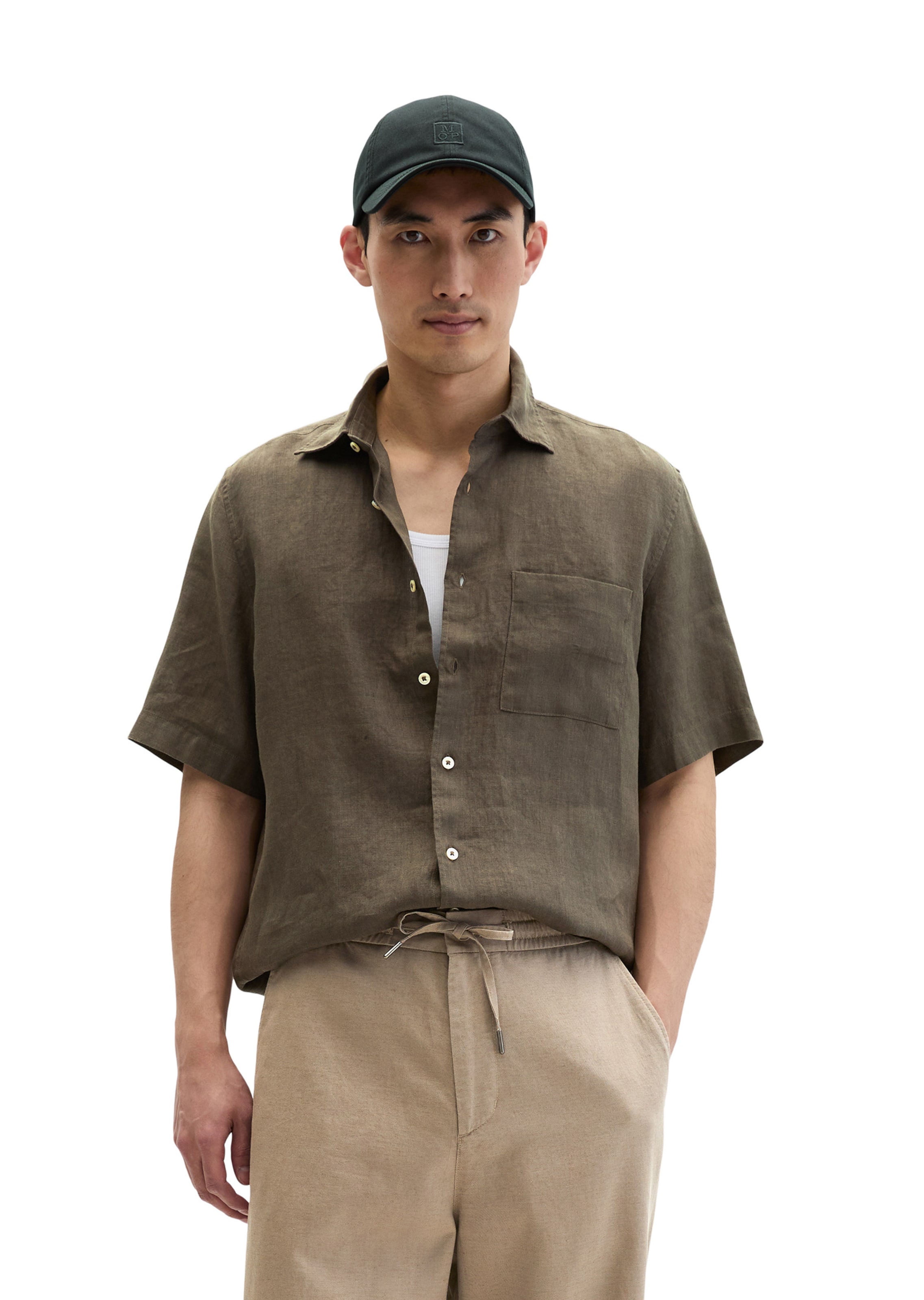 Marc O'Polo Regular fit Overhemd in Bruin: voorkant