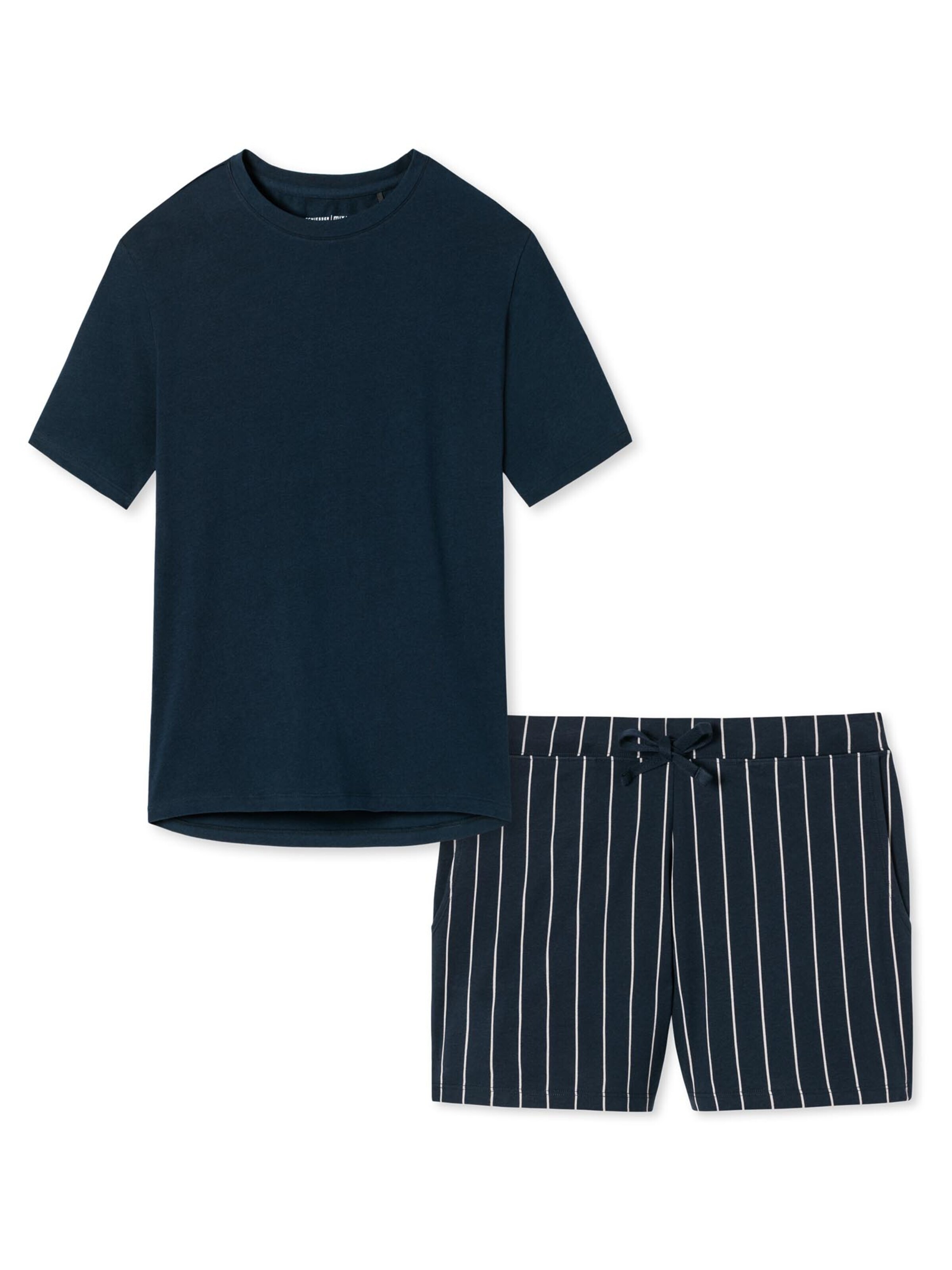 SCHIESSER Pyjama 'Cotton' in Blauw: voorkant