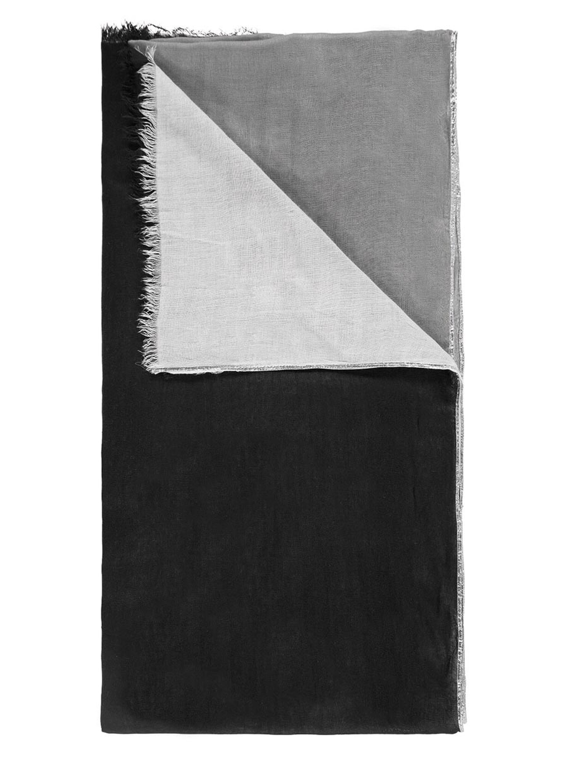 Passigatti Wrap 'Schal Degradé mit Silberrand' in Black