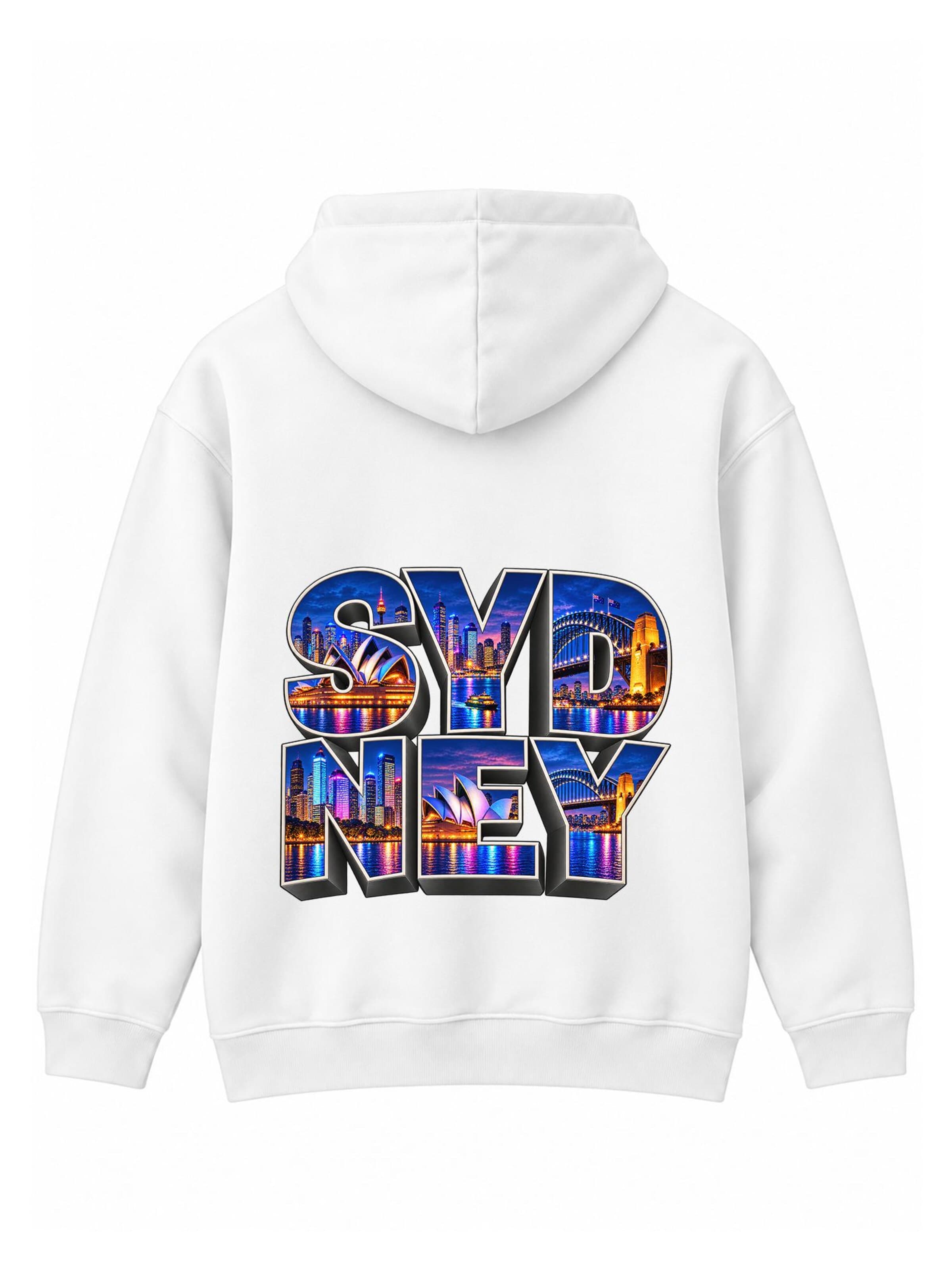 LUNØIR Studio Tréning póló 'Sydney City Lights – Neon' - fehér: elől