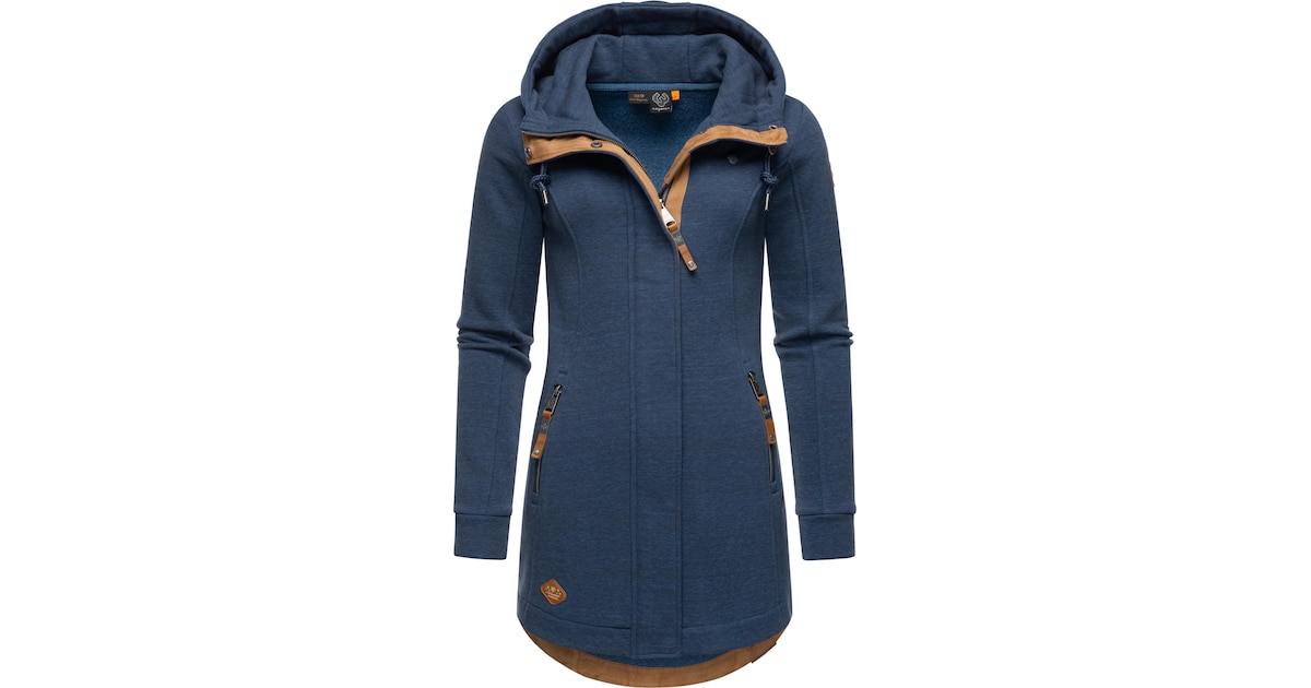 Ragwear Letty Intl. XS-6XL Lichte sweat-overgangsjas voor dames, lang, windafwerend, met capuchon, L Ragwear Letty Intl. XS-6XL Lichte sweat-overgangsjas voor dames, lang, windafwerend, met capuchon, L