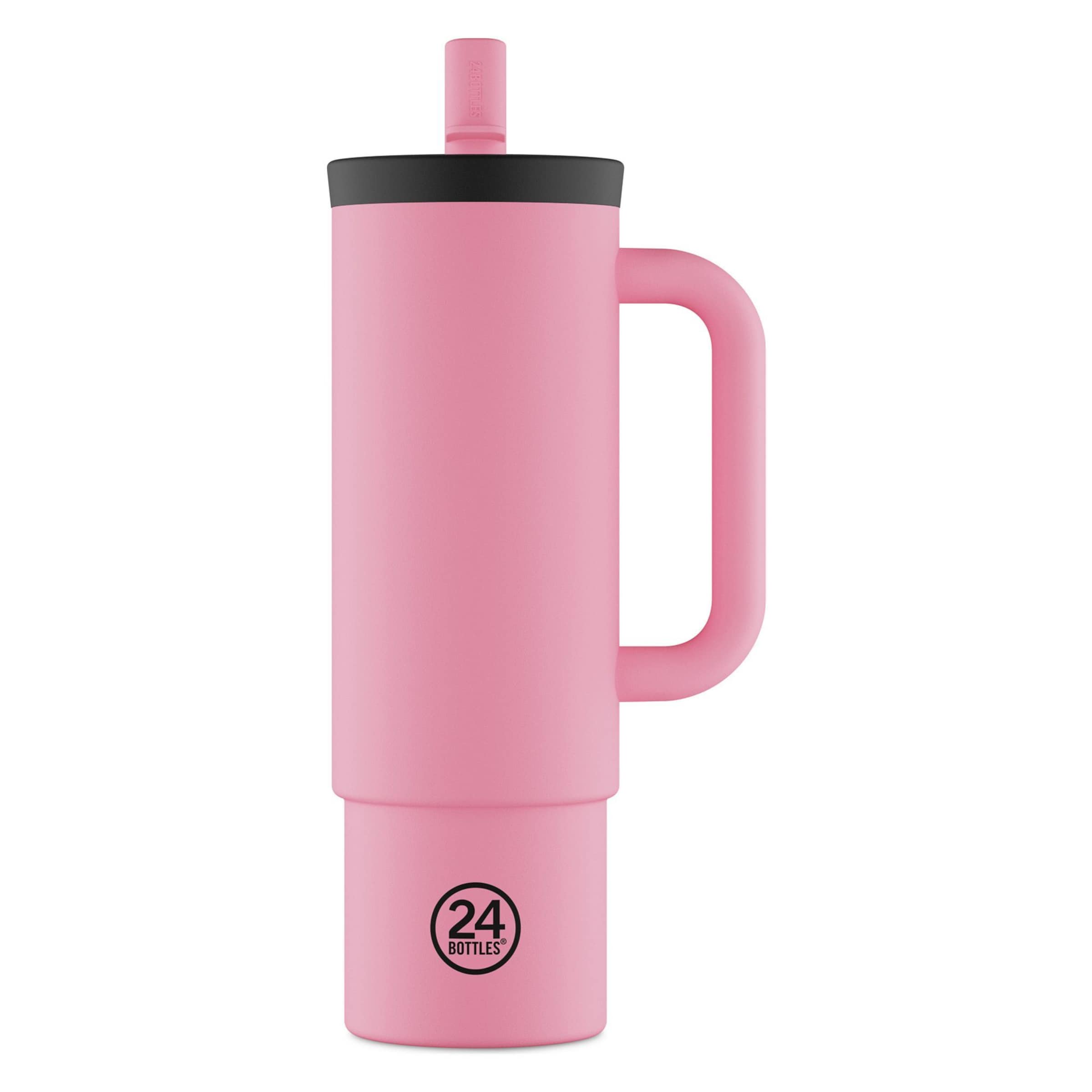 24Bottles Drinkfles 'Straw' in Roze: voorkant