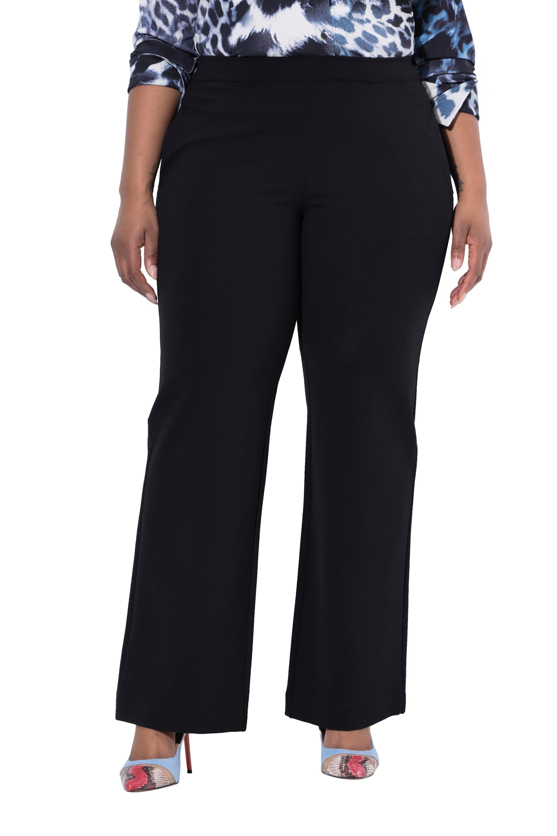 Ulla Popken Wide leg Trousers in Black: front