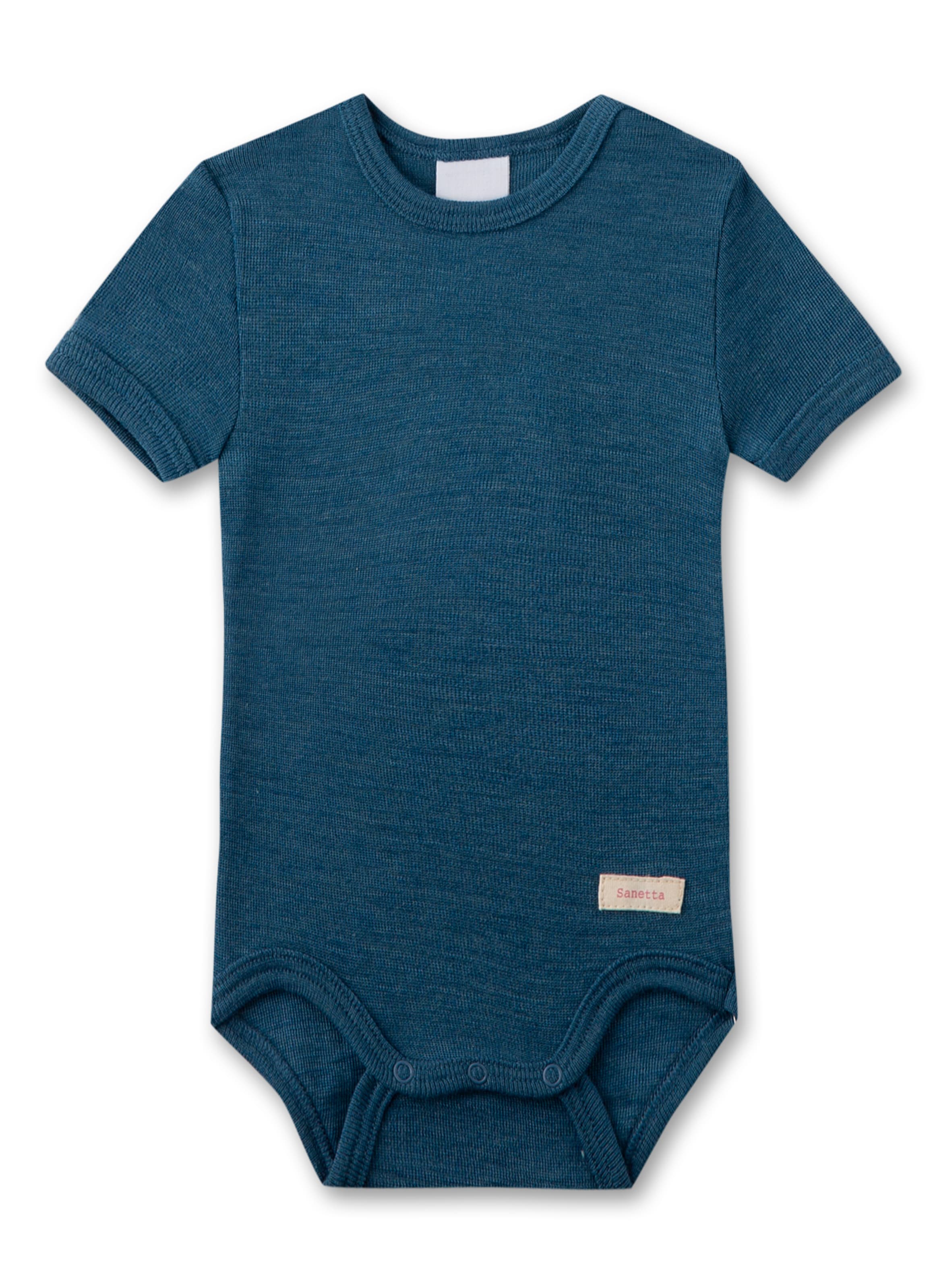 Tutina / body per bambino di Sanetta in blu: frontale