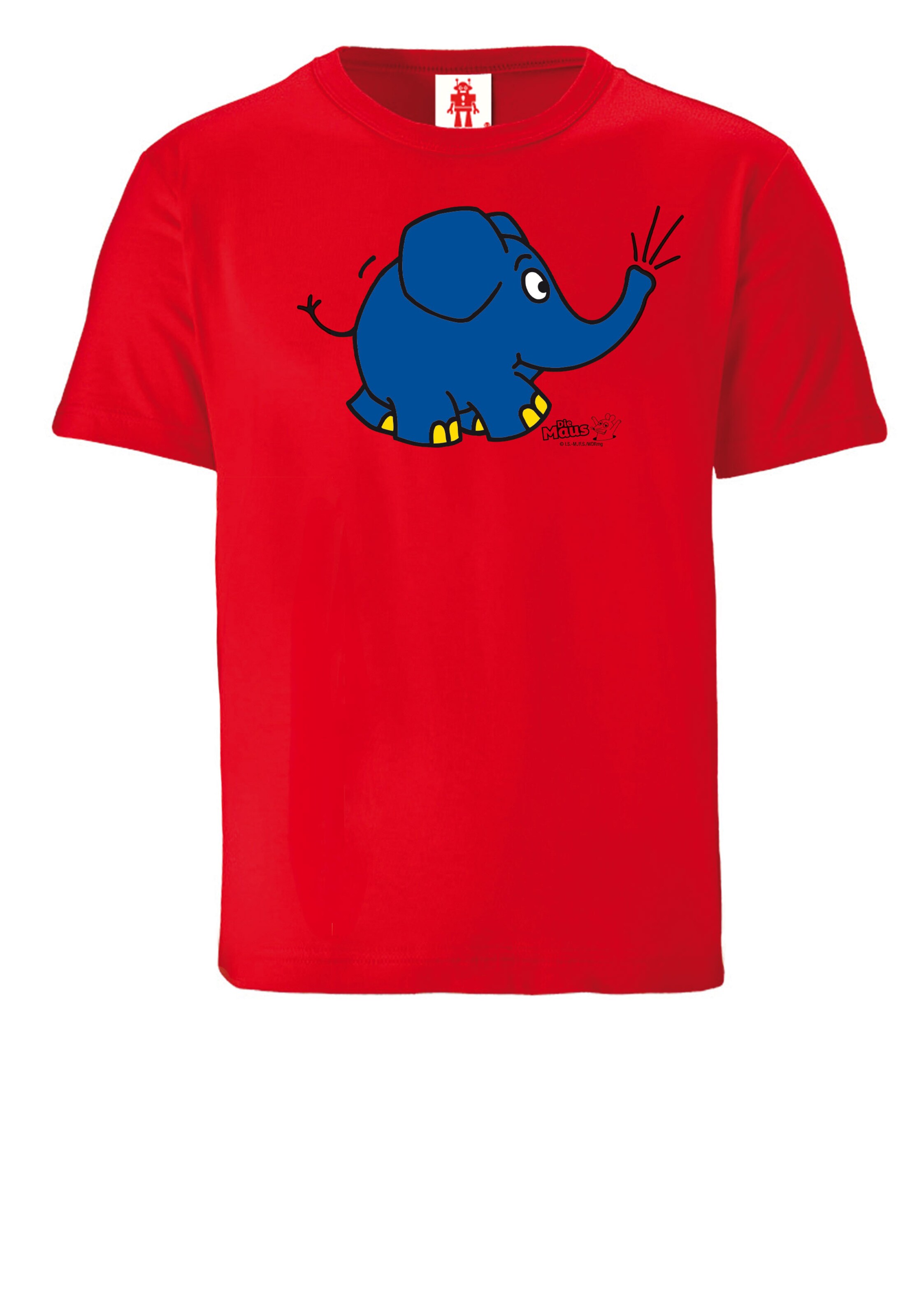 LOGOSHIRT Shirt 'Die Sendung mit der Maus - Elefant Törö' in Rood: voorkant