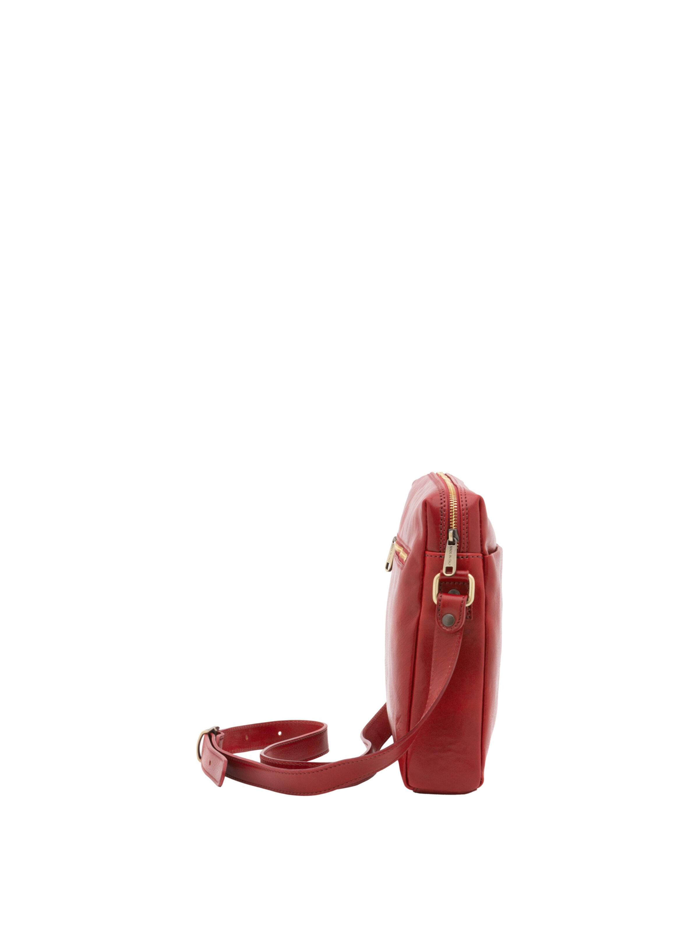 Borsa a tracolla 'Borsa a tracolla uomo vera pelle vacchetta con zip - Made in Italy' di I Fratelli in rosso