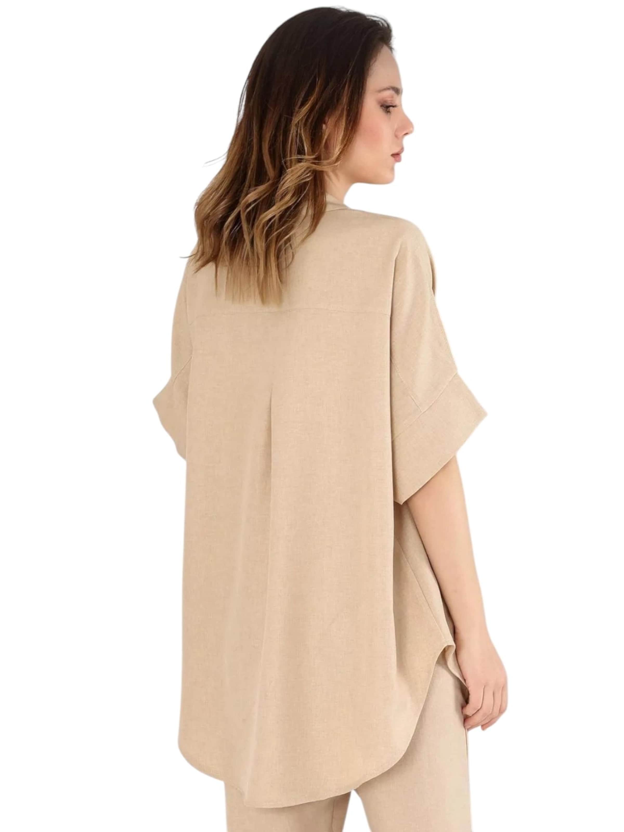 fashionshowcase Blouse 'LinenEase' in Beige